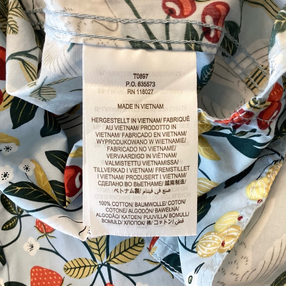 Boden Fruit & Bird Novelty Print Long Sleeve Button Up Shirt - Blue - 4 - Picture 8 of 8